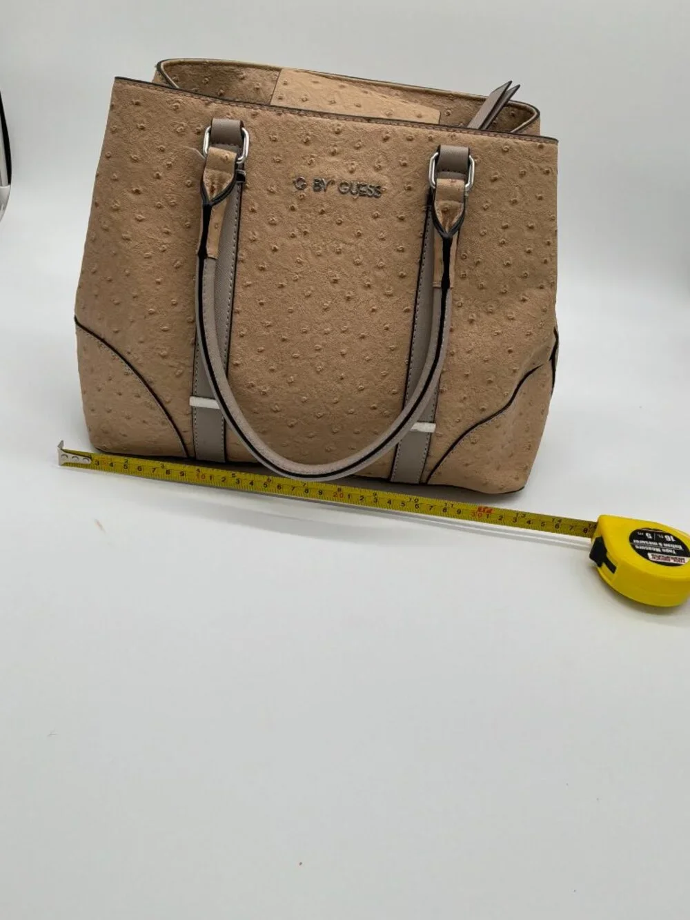 G‎ by Guess Ostrich Embossed Faux Leather Satchel Handbag